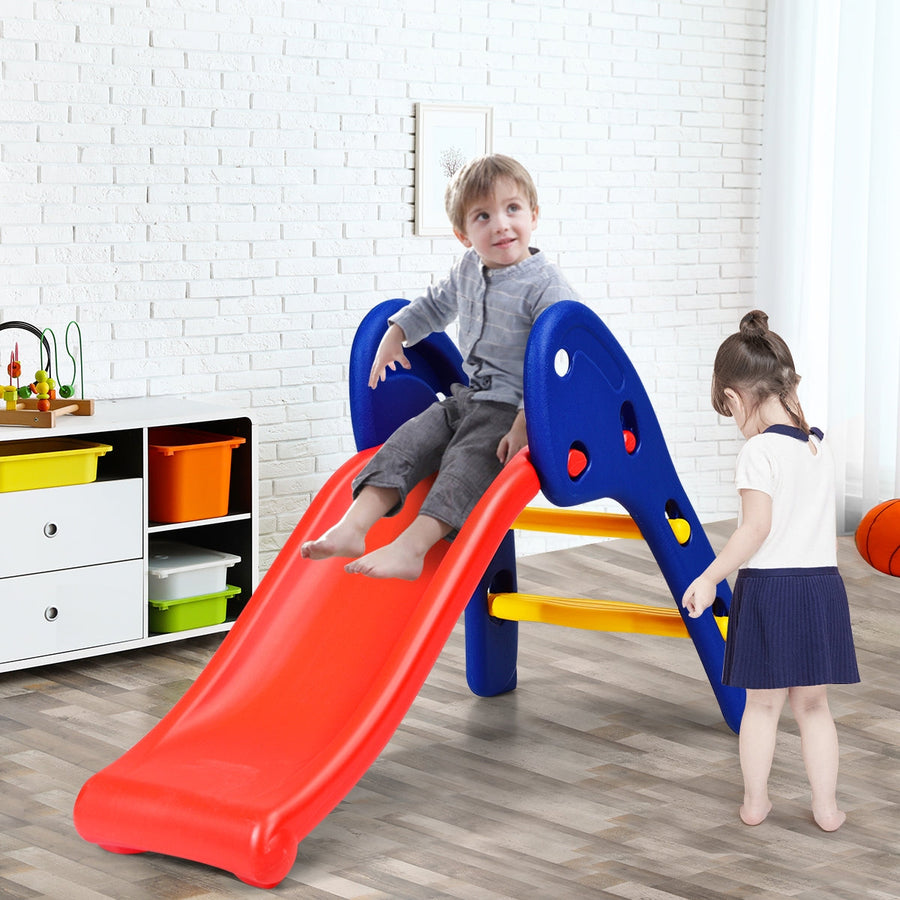 Tobogán infantil plegable de plástico de 2 peldaños