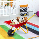 Carretilla de metal para niños, juguete para jardín y patio trasero, color rojo.