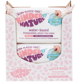 Toallitas húmedas para bebés Kinder by Nature 100 % biodegradables a base de agua - 672 unidades (12 paquetes de 56 toallitas)