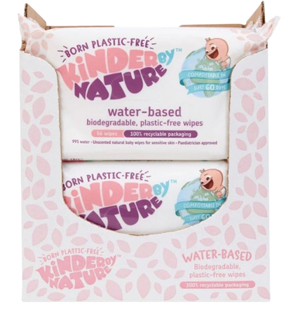 Toallitas húmedas para bebés Kinder by Nature 100 % biodegradables a base de agua - 672 unidades (12 paquetes de 56 toallitas)