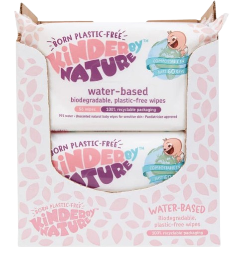 Toallitas húmedas para bebés Kinder by Nature 100 % biodegradables a base de agua - 672 unidades (12 paquetes de 56 toallitas)