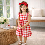 Vestido de verano de bambú suave a cuadros para picnic para niñas